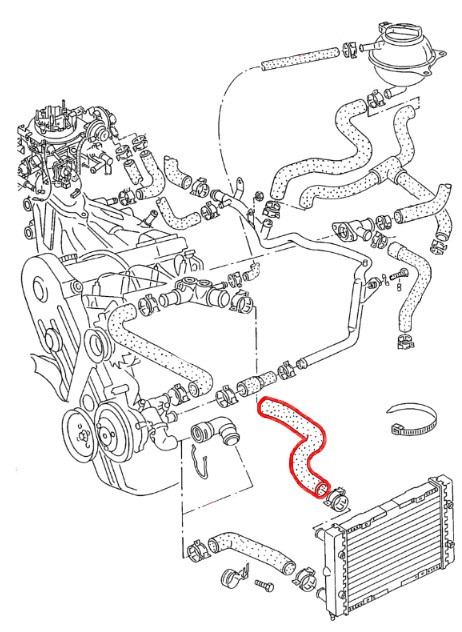 Hadice chladiče vody 360 mm VW Passat [B3] 1988-1993 ČR